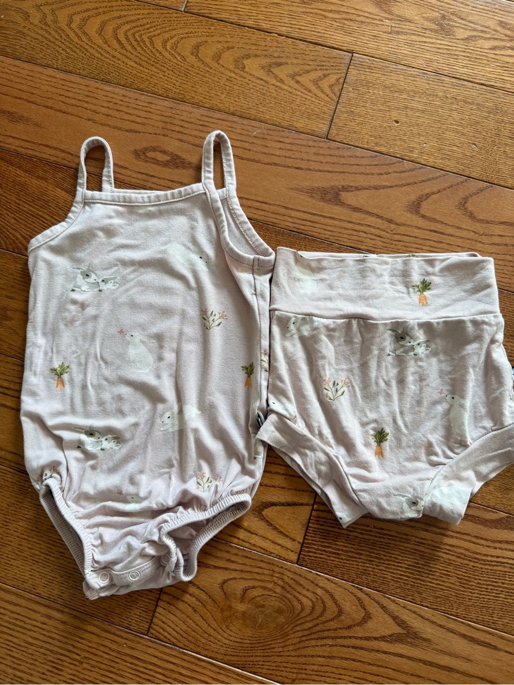Kyte Baby Blush Rabbit Spaghetti Strap Leotard and Bummies Set Baby 3-6M